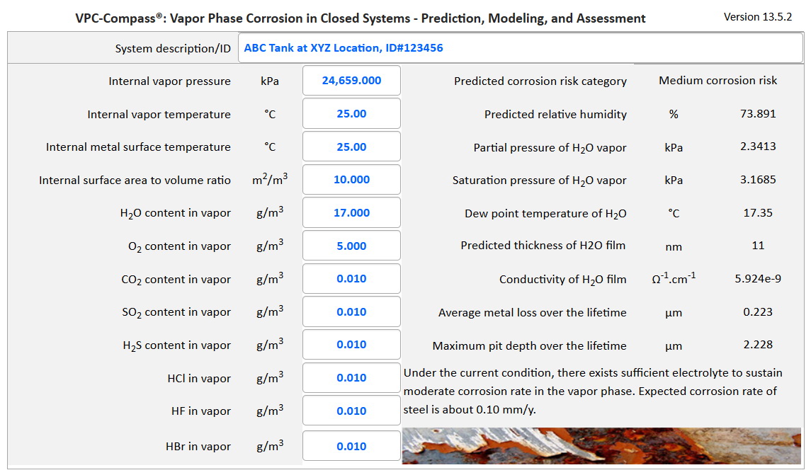 prediction of vapor phase corrosion